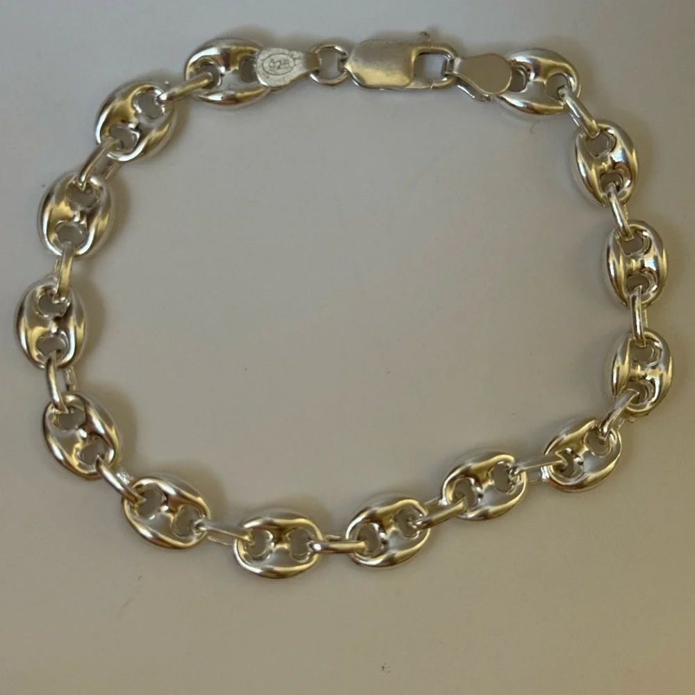 925 Silver 8mm 8” marine bracelet 8 inches long 8 mm wide unisex